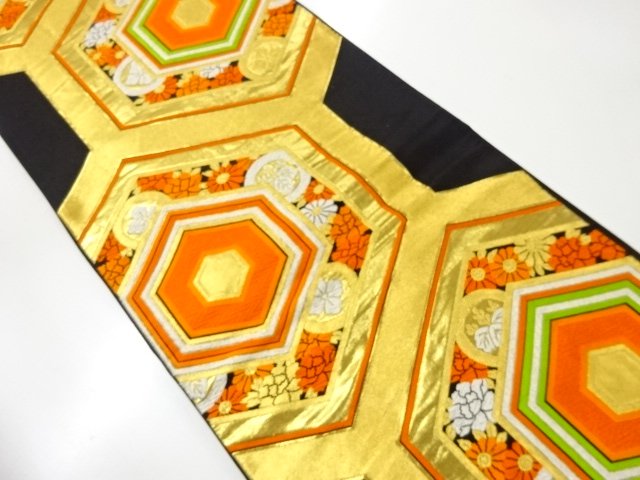JAPANESE KIMONO / TORTOISESHELL PATTERN WOVEN FUKURO OBI